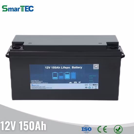 Bateria de fosfato de ferro de lítio LiFePO4 12V 150ah RV Bateria de lítio de ciclo profundo marinho BMS Bluetooth